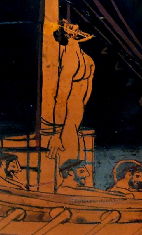 Captain Odysseus stands upright against the mast. This posture is distinct to our species, and has many implications for our speech, language and other actions  (Image: Wikimedia commons)