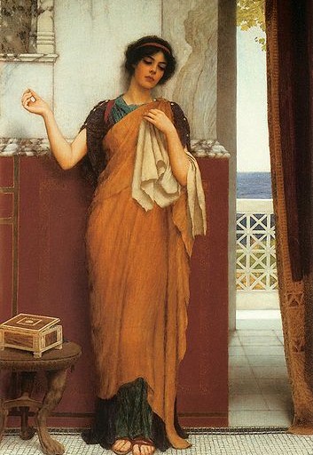 ‘Idle thoughts’ by John Willam Godward, 1898; Leicester Museum and Art Gallery.  Human language makes possible an internal ‘self-talk’ (Image: Wikimedia Commons)